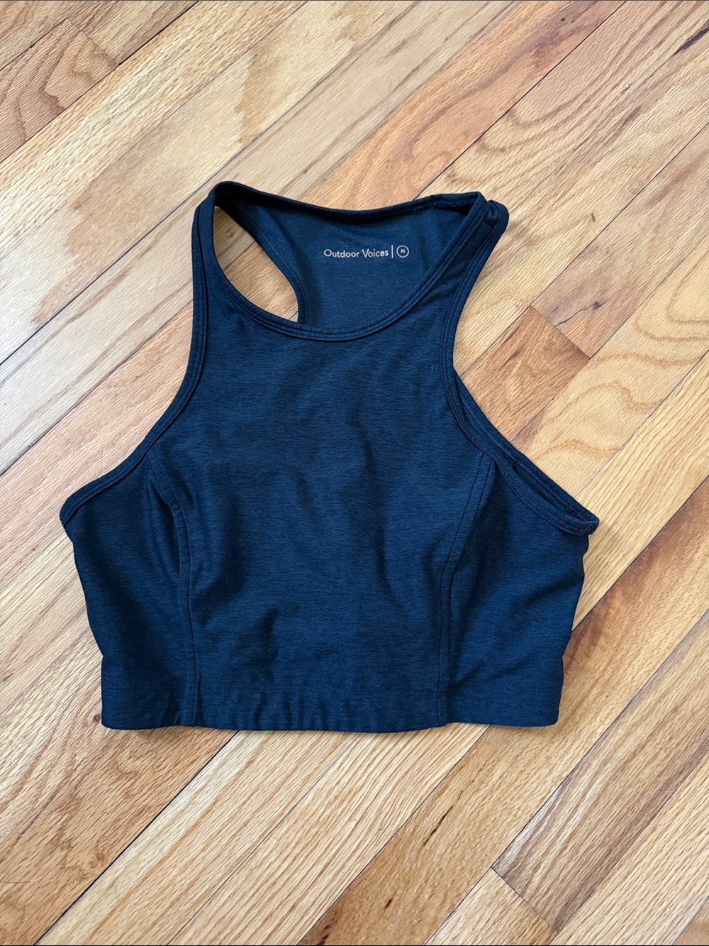 Outdoor Voices Black High-Neck Racerback Crop Bra